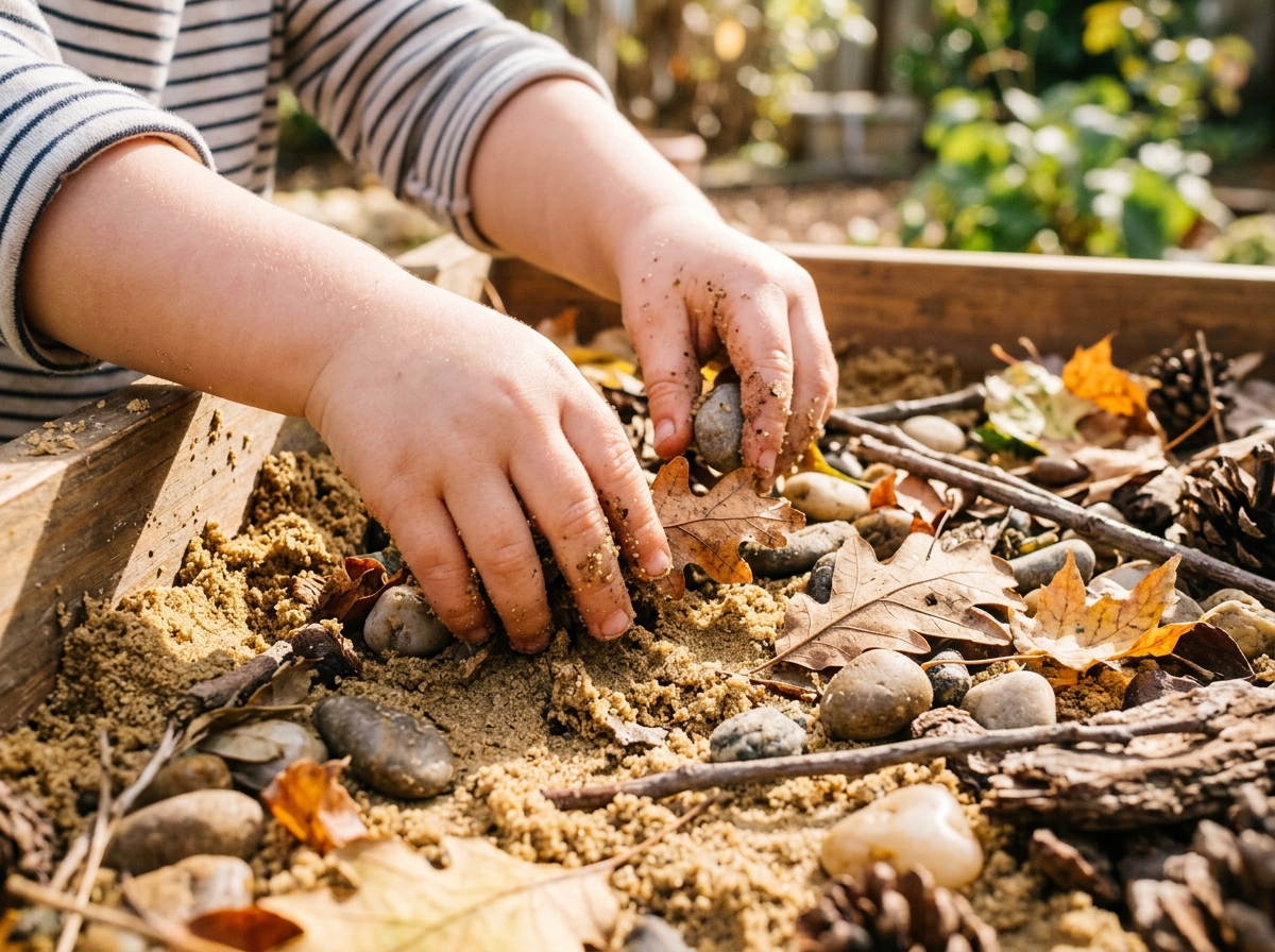 Child's hands covered in colourful paint